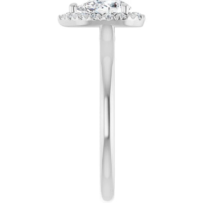 14K White Gold 0.87 CTW Pear Halo Diamond Engagement Ring