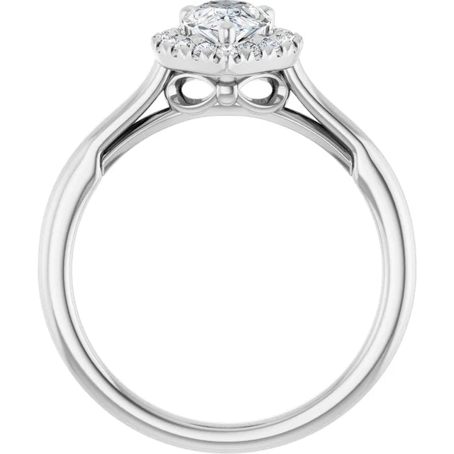 14K White Gold 0.87 CTW Pear Halo Diamond Engagement Ring