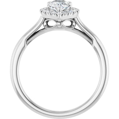 14K White Gold 0.87 CTW Pear Halo Diamond Engagement Ring