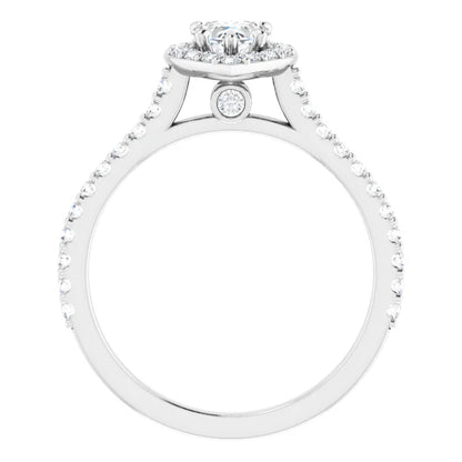 14K White Gold 0.90 CTW Heart Halo Diamond Engagement Ring