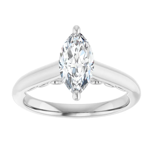 14K White Gold 1.03 CTW Marquise Classic Diamond Engagement Ring