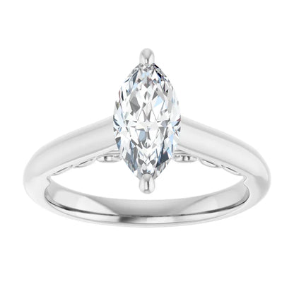 14K White Gold 1.03 CTW Marquise Classic Diamond Engagement Ring