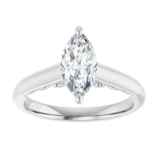 14K White Gold 1.03 CTW Marquise Classic Diamond Engagement Ring