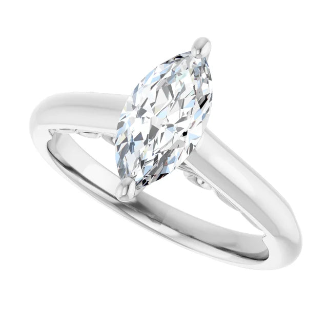 14K White Gold 1.03 CTW Marquise Classic Diamond Engagement Ring