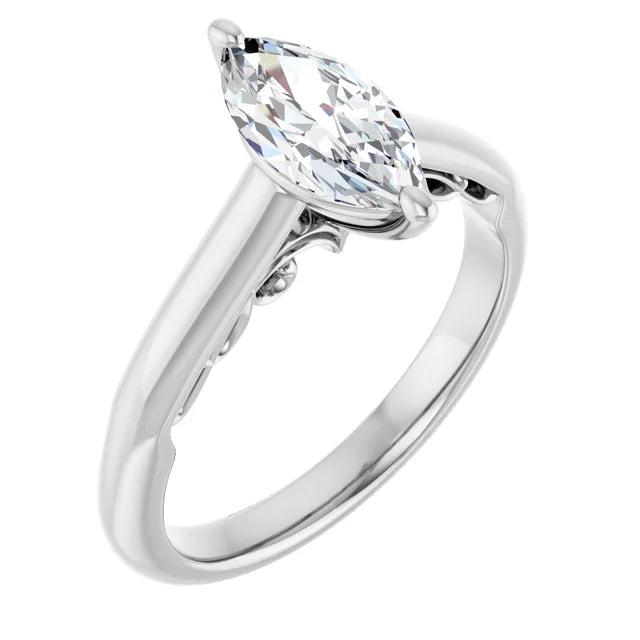 14K White Gold 1.03 CTW Marquise Classic Diamond Engagement Ring