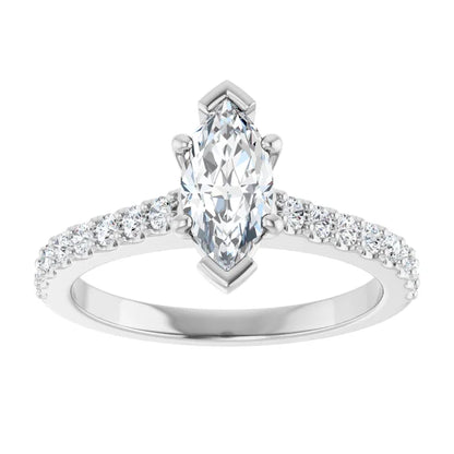 14K White Gold 0.91 CTW Marquise Pavé Lab Grown Diamond Engagement Ring