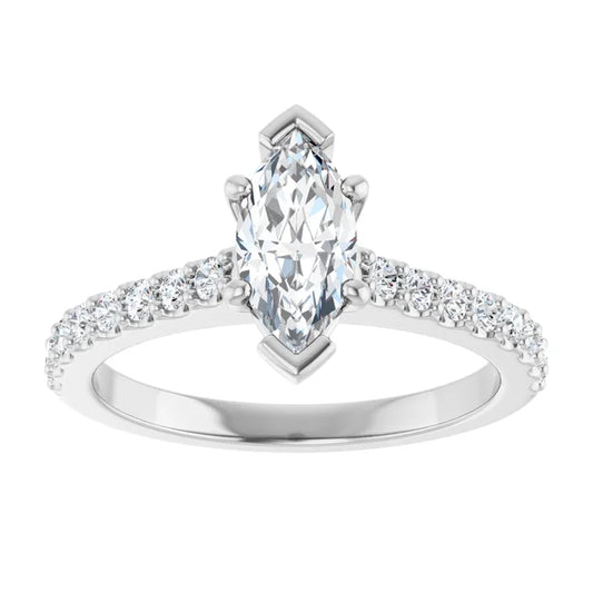 14K White Gold 0.91 CTW Marquise Pavé Lab Grown Diamond Engagement Ring