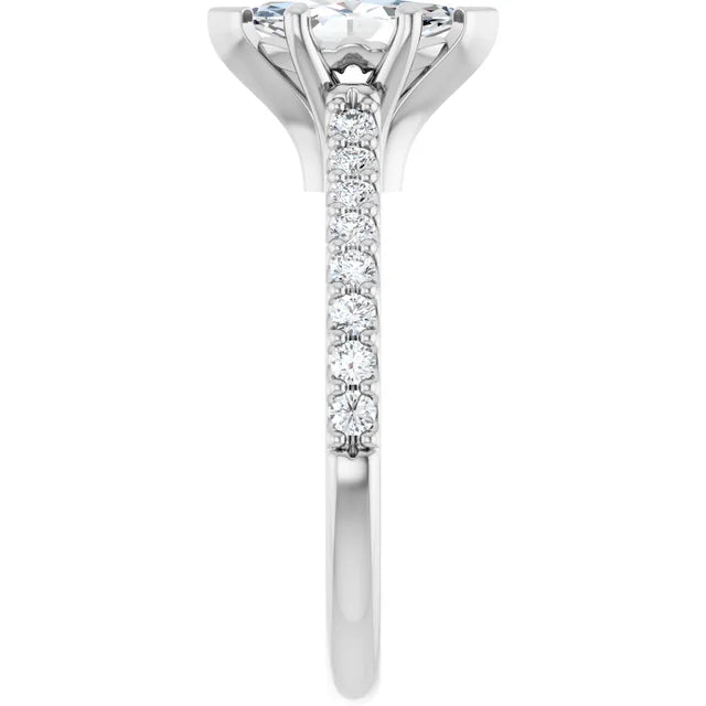 14K White Gold 0.91 CTW Marquise Pavé Lab Grown Diamond Engagement Ring