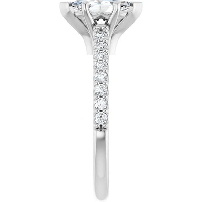 14K White Gold 0.91 CTW Marquise Pavé Lab Grown Diamond Engagement Ring