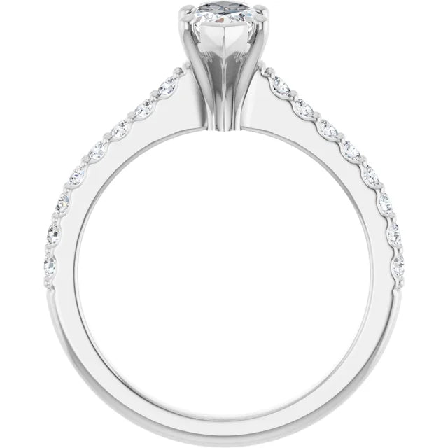 14K White Gold 0.91 CTW Marquise Pavé Lab Grown Diamond Engagement Ring