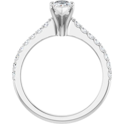 14K White Gold 0.91 CTW Marquise Pavé Lab Grown Diamond Engagement Ring