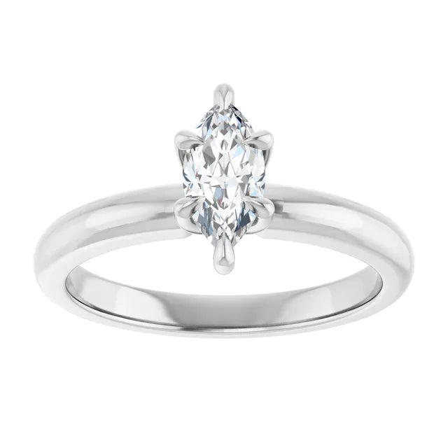 14K White Gold 0.91 CTW Marquise Solitaire Lab Grown Diamond Engagement Ring