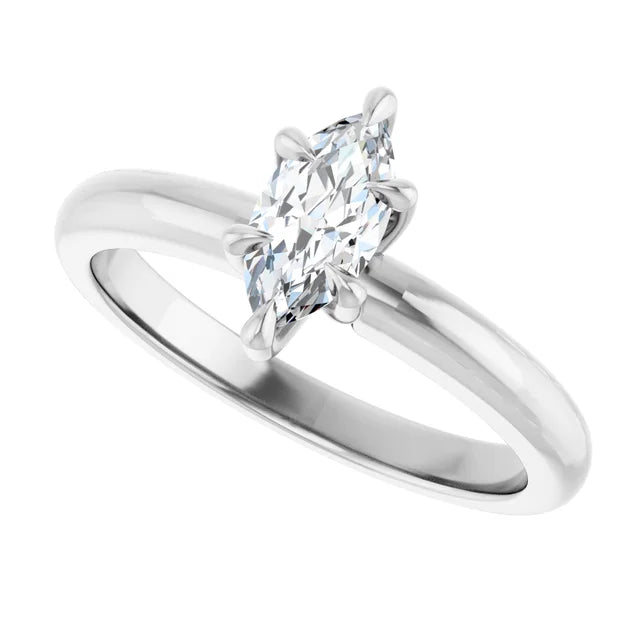 14K White Gold 0.91 CTW Marquise Solitaire Lab Grown Diamond Engagement Ring