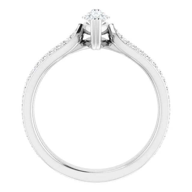 14K White Gold 0.91 CTW Marquise Split Shank Pavé Lab Grown Diamond Engagement Ring