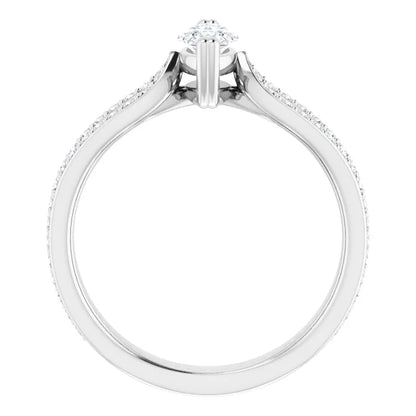 14K White Gold 0.91 CTW Marquise Split Shank Pavé Lab Grown Diamond Engagement Ring
