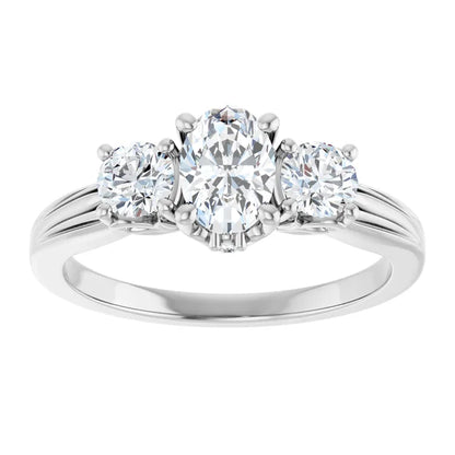 14K White Gold 0.94 CTW Oval Three Stone Lab Grown Diamond Engagement Ring