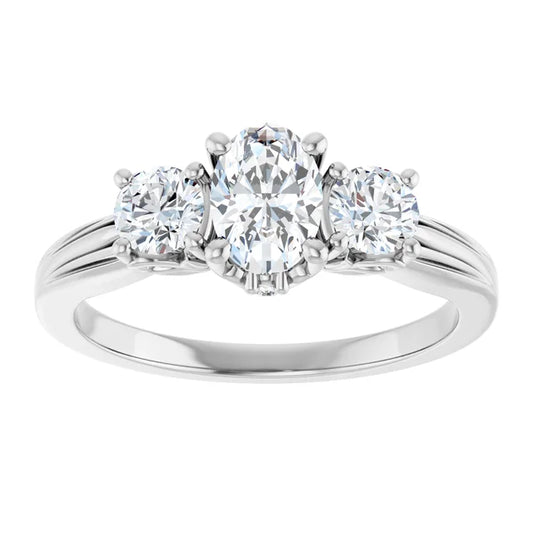 14K White Gold 0.94 CTW Oval Three Stone Lab Grown Diamond Engagement Ring