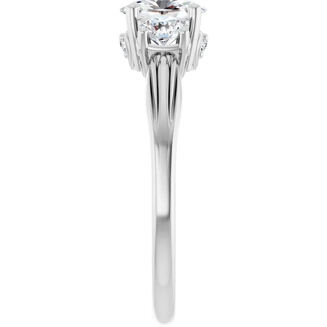14K White Gold 0.94 CTW Oval Three Stone Lab Grown Diamond Engagement Ring