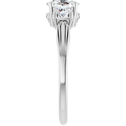 14K White Gold 0.94 CTW Oval Three Stone Lab Grown Diamond Engagement Ring