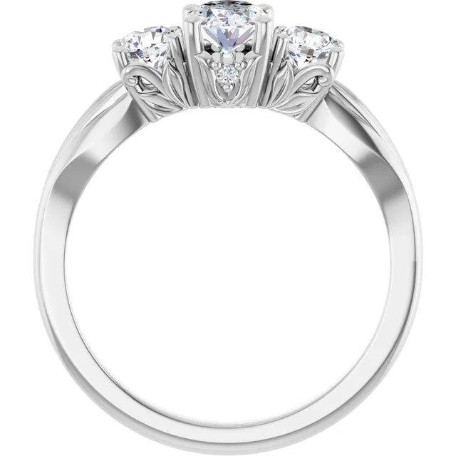 14K White Gold 0.94 CTW Oval Three Stone Lab Grown Diamond Engagement Ring