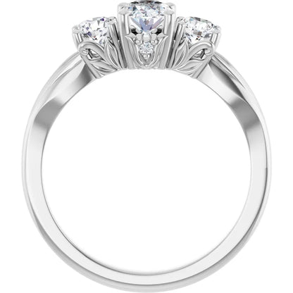 14K White Gold 0.94 CTW Oval Three Stone Lab Grown Diamond Engagement Ring