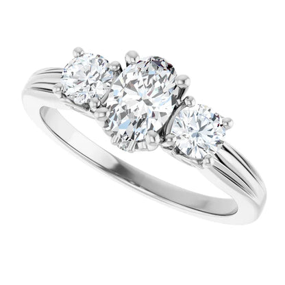 14K White Gold 0.94 CTW Oval Three Stone Lab Grown Diamond Engagement Ring