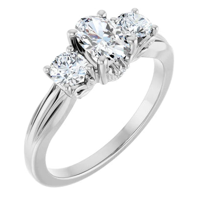 14K White Gold 0.94 CTW Oval Three Stone Lab Grown Diamond Engagement Ring