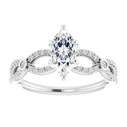 14K White Gold 0.95 CTW Marquise Twisted Pavé Lab Grown Diamond Engagement Ring