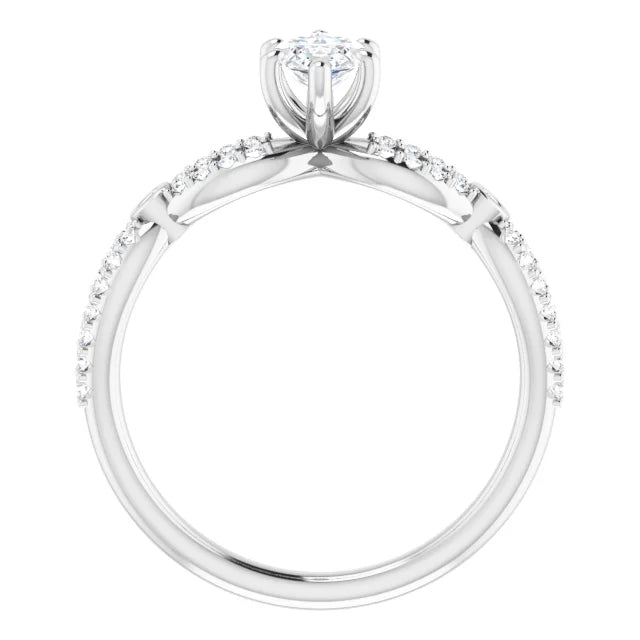 14K White Gold 0.95 CTW Marquise Twisted Pavé Lab Grown Diamond Engagement Ring