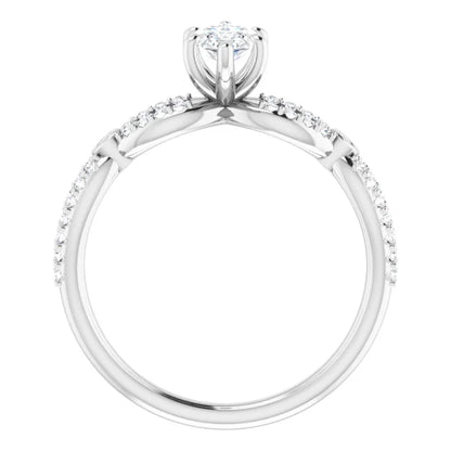 14K White Gold 0.95 CTW Marquise Twisted Pavé Lab Grown Diamond Engagement Ring