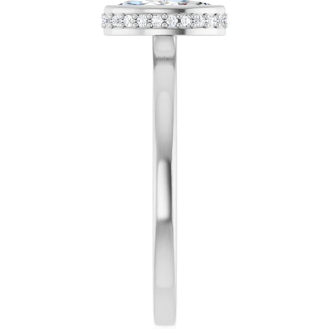 14K White Gold 0.96 CTW Marquise Hidden Halo Lab Grown Diamond Engagement Ring-diamondnetjewellery