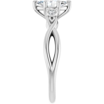 14K White Gold 0.97 CTW Marquise Solitaire Pavé Lab Grown Diamond Engagement Ring-diamondnetjewellery