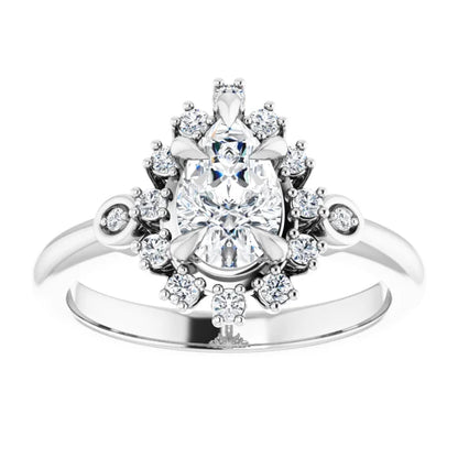 14K White Gold 0.97 CTW Pear Halo Lab Grown Diamond Engagement Ring