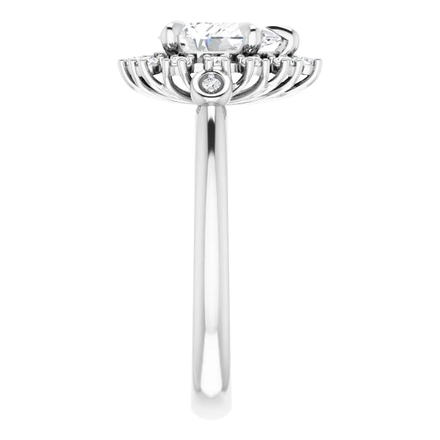 14K White Gold 0.97 CTW Pear Halo Lab Grown Diamond Engagement Ring