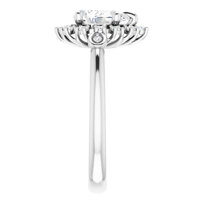14K White Gold 0.97 CTW Pear Halo Lab Grown Diamond Engagement Ring