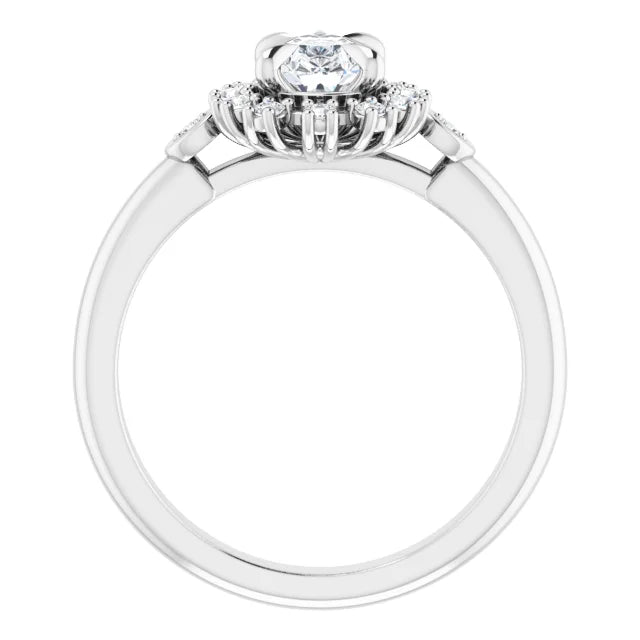 14K White Gold 0.97 CTW Pear Halo Lab Grown Diamond Engagement Ring