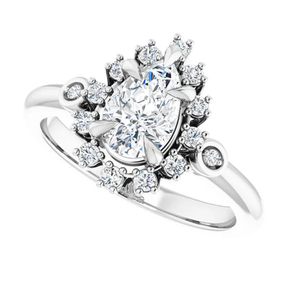 14K White Gold 0.97 CTW Pear Halo Lab Grown Diamond Engagement Ring