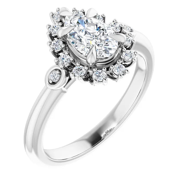 14K White Gold 0.97 CTW Pear Halo Lab Grown Diamond Engagement Ring