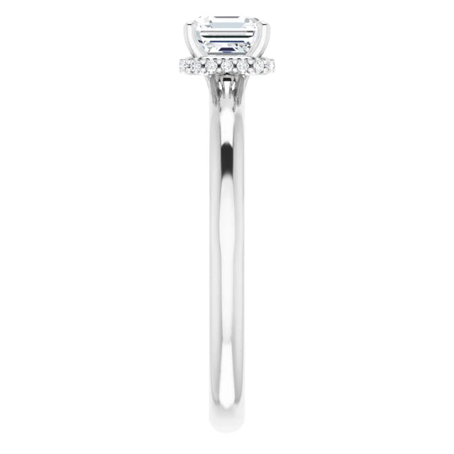 14K White Gold 0.75 CTW Asscher Halo Diamond Engagement Ring