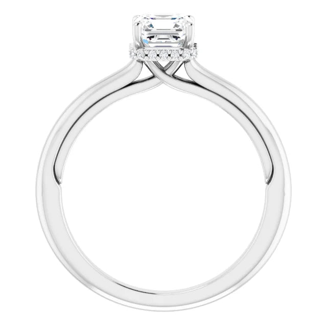 14K White Gold 0.75 CTW Asscher Halo Diamond Engagement Ring