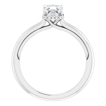 14K White Gold 0.75 CTW Asscher Halo Diamond Engagement Ring