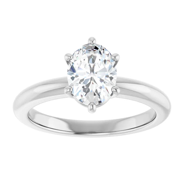 14K White Gold 1.01 CTW Oval Solitaire Diamond Engagement Ring-diamondnetjewellery