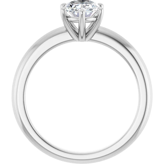 14K White Gold 1.01 CTW Oval Solitaire Diamond Engagement Ring-diamondnetjewellery
