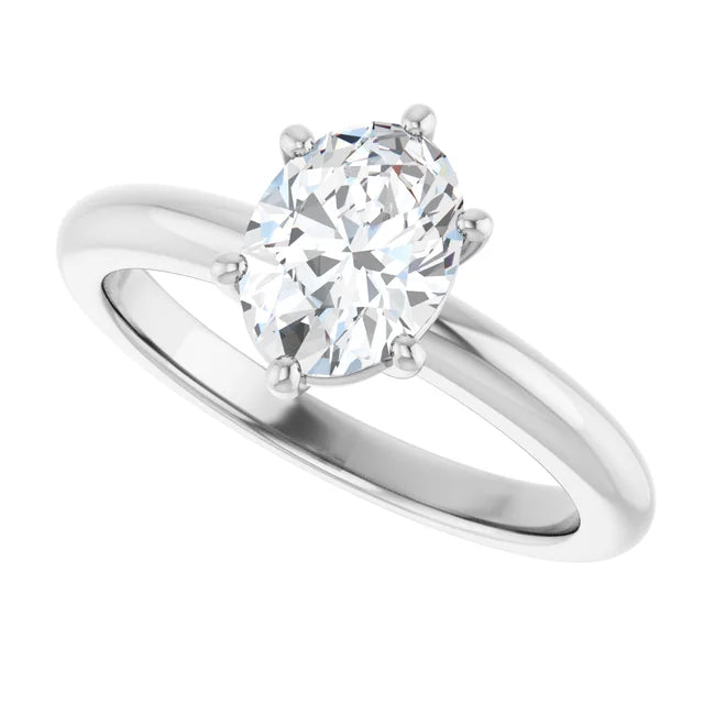 14K White Gold 1.01 CTW Oval Solitaire Diamond Engagement Ring-diamondnetjewellery