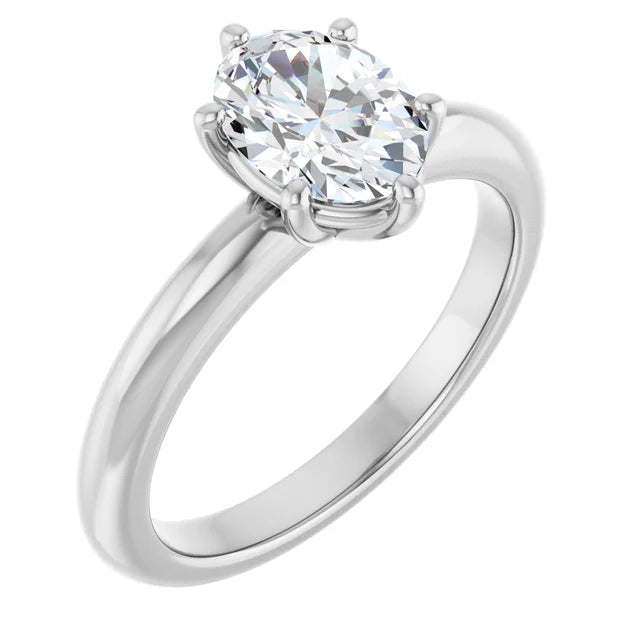 14K White Gold 1.01 CTW Oval Solitaire Diamond Engagement Ring-diamondnetjewellery