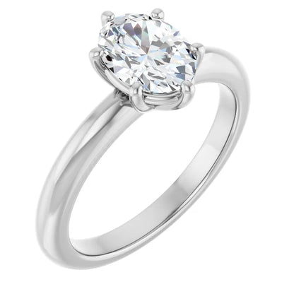 14K White Gold 1.01 CTW Oval Solitaire Diamond Engagement Ring-diamondnetjewellery