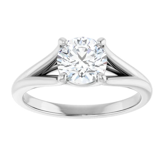 14K White Gold 1.00 CTW Split Shank Round Solitaire Diamond Engagement Ring