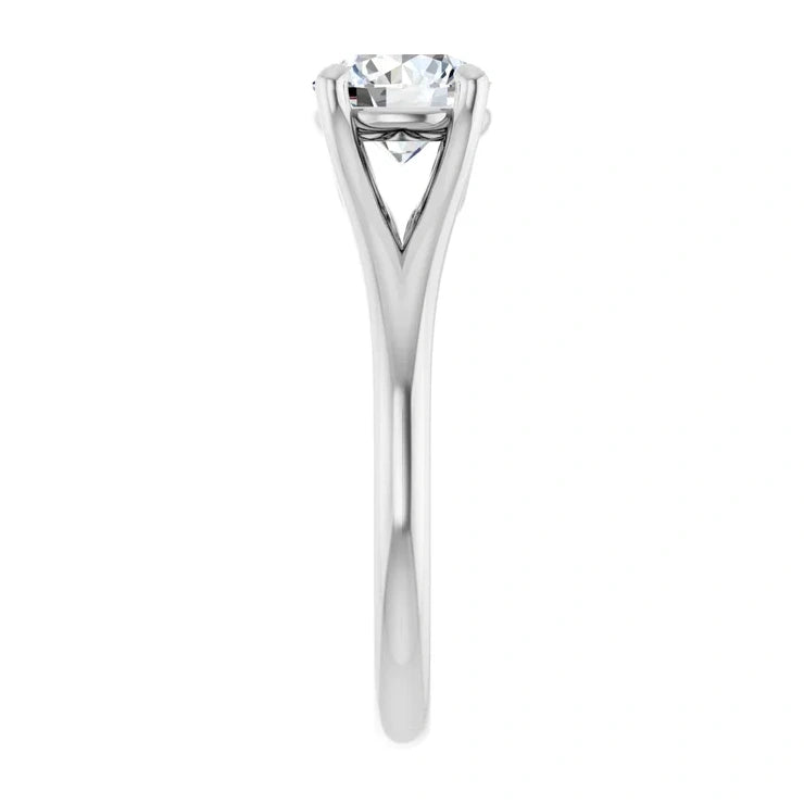 14K White Gold 1.00 CTW Split Shank Round Solitaire Diamond Engagement Ring-diamondnetjewellery
