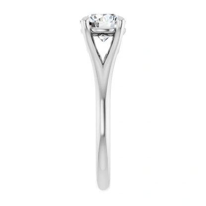14K White Gold 1.00 CTW Split Shank Round Solitaire Diamond Engagement Ring-diamondnetjewellery
