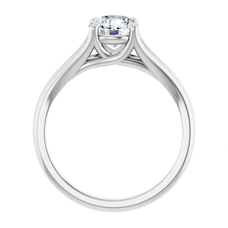 14K White Gold 1.00 CTW Split Shank Round Solitaire Diamond Engagement Ring-diamondnetjewellery
